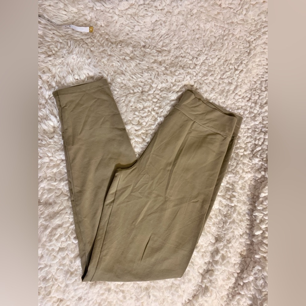 New Forever 21 Plus Size Olive Green Stretchy High-Waisted Long Leggings 1X - Picture 3 of 4